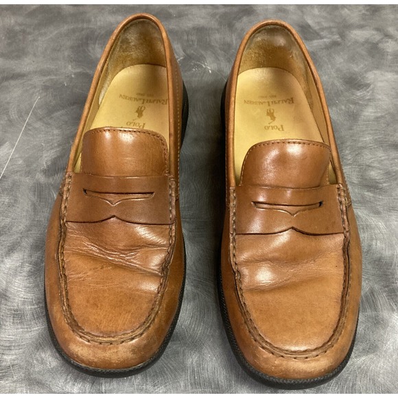 Ralph Lauren Size 9.5 D Adison Penny Loafer Leather Upper/Lined Polo Tan - Picture 2 of 11